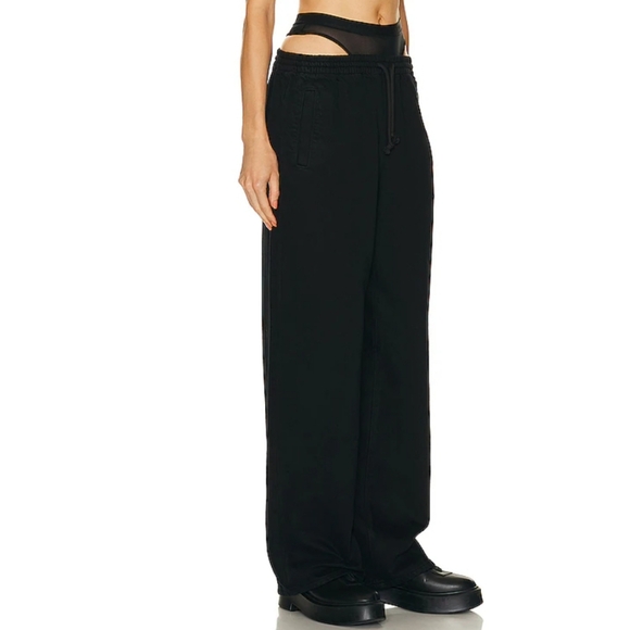 Alexander Wang Denim Track Pant faux Black Mesh Undie in Washed Black Size Small - Picture 4 of 10